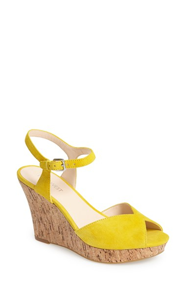 Nine West 'Big Easy' Wedge Sandal in Yellow (yellow suede) | Lyst