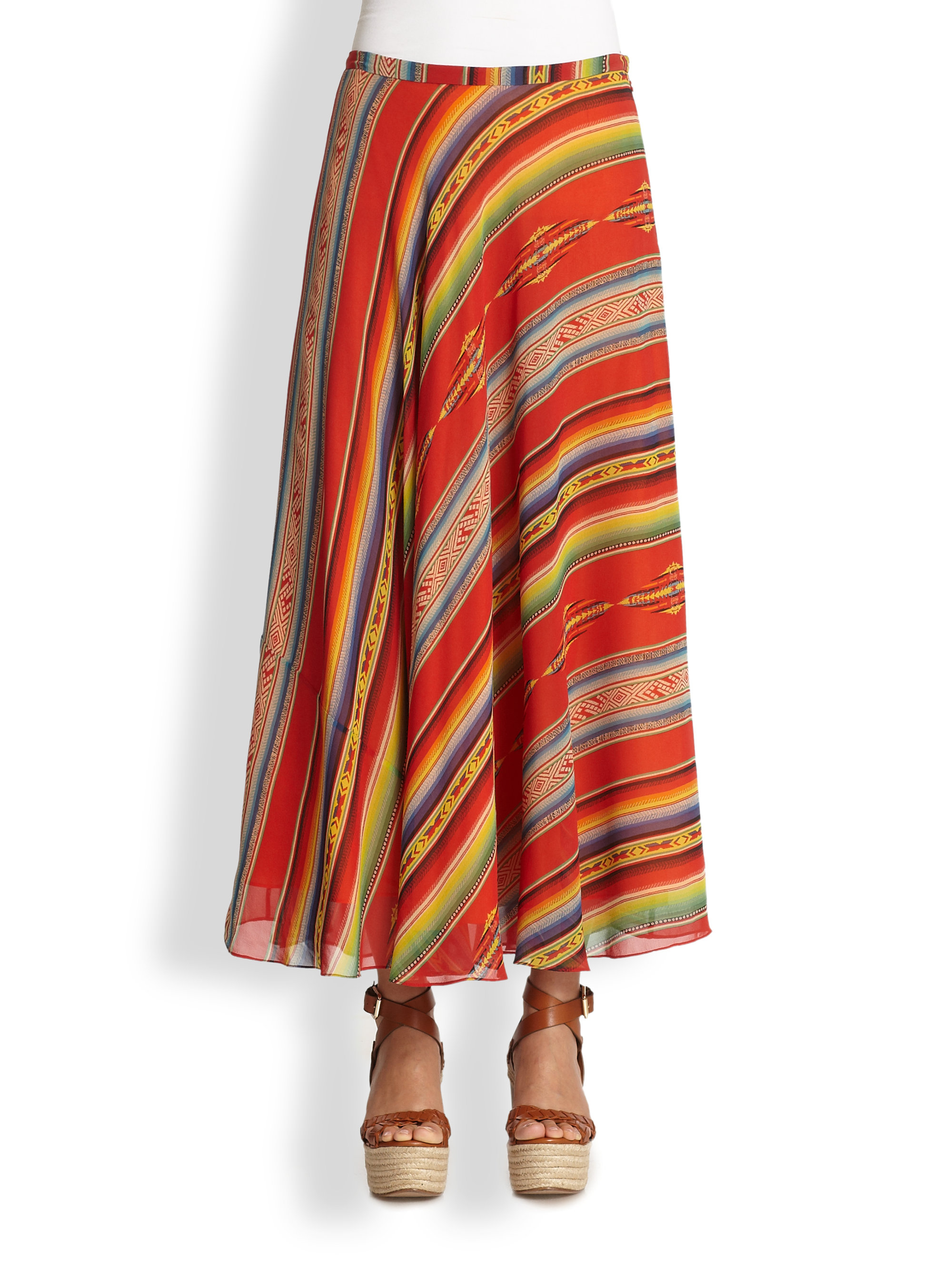 Ralph Lauren Blue Label Cabo Silk Maxi Skirt in Multicolor (MULTI) | Lyst
