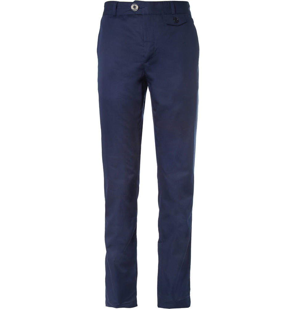 Lyst - Oliver Spencer Tapered Cotton-Twill Trousers in Blue for Men