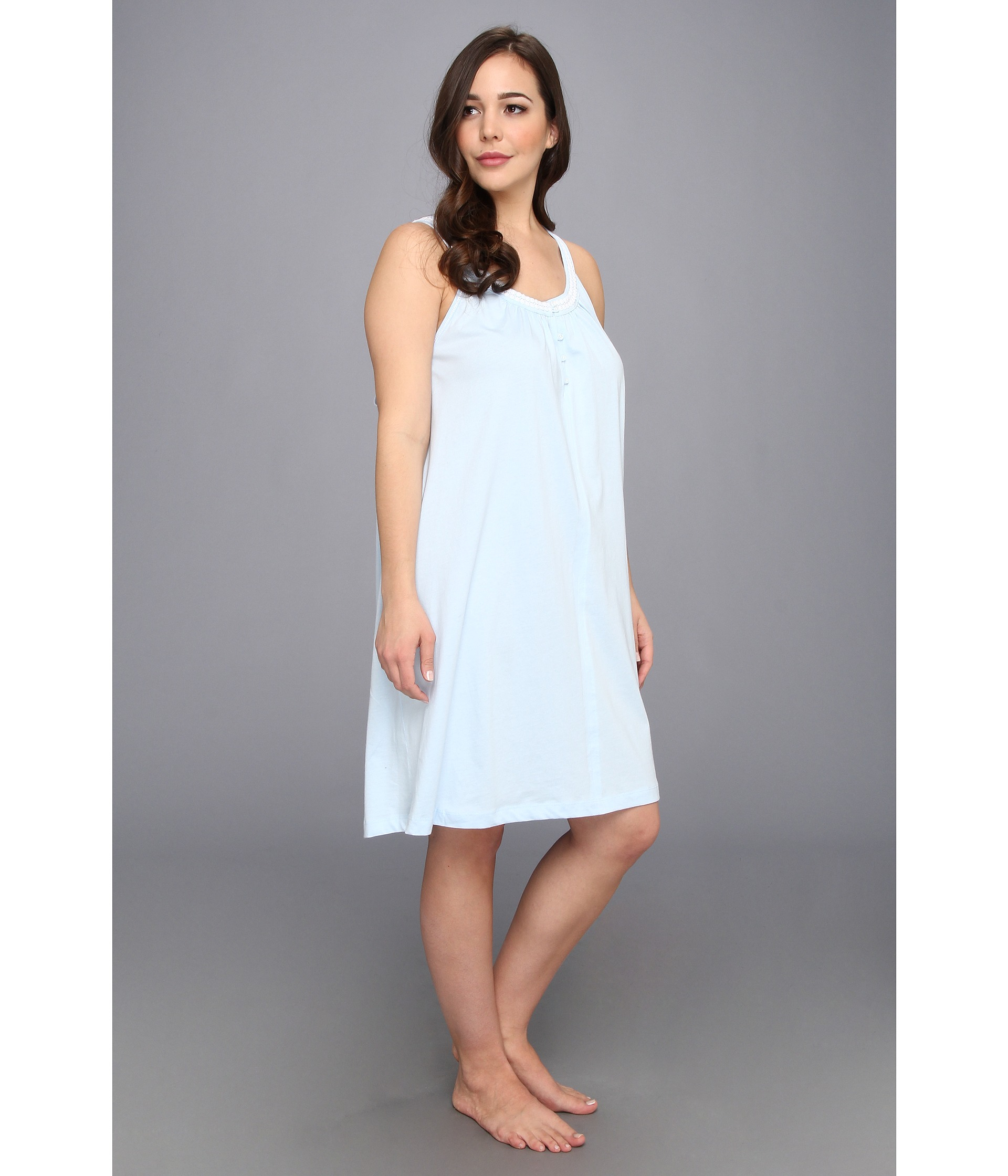 Carole hochman Plus Size Solid Short Nightgown in Blue (Birds Egg Blue