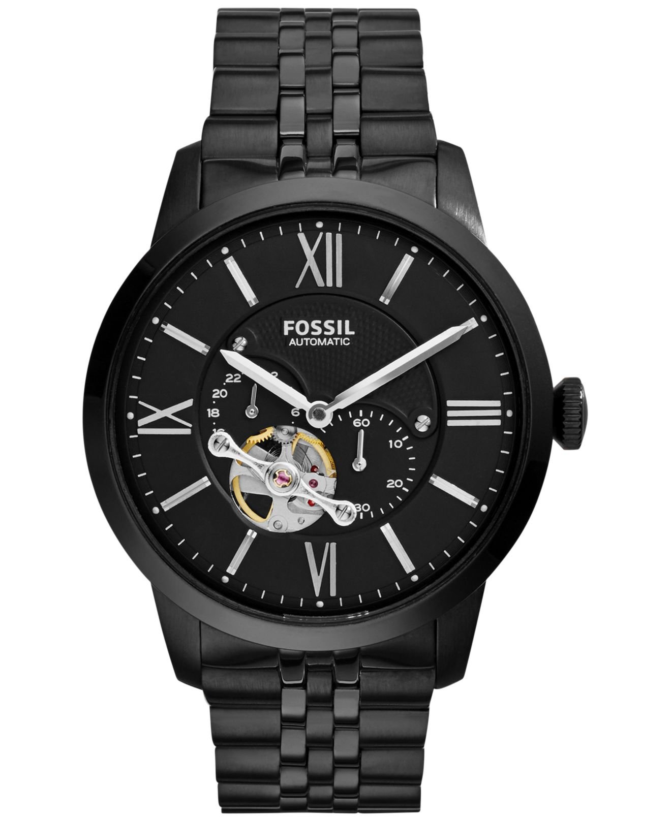 Lyst - Fossil Men's Automatic Townsman Black-tone Stainless Steel