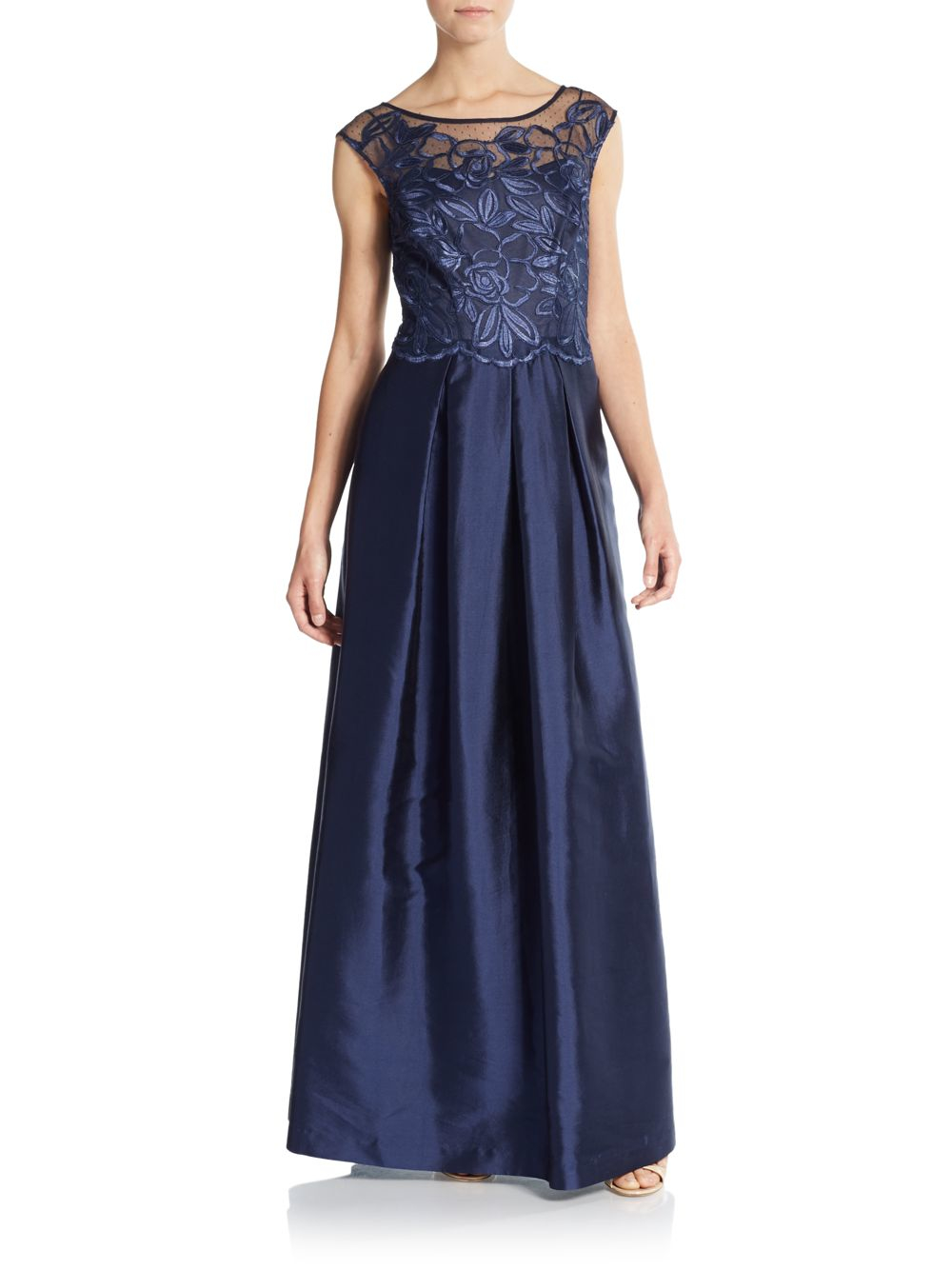 Kay unger Floral Lace Ball Gown in Blue | Lyst
