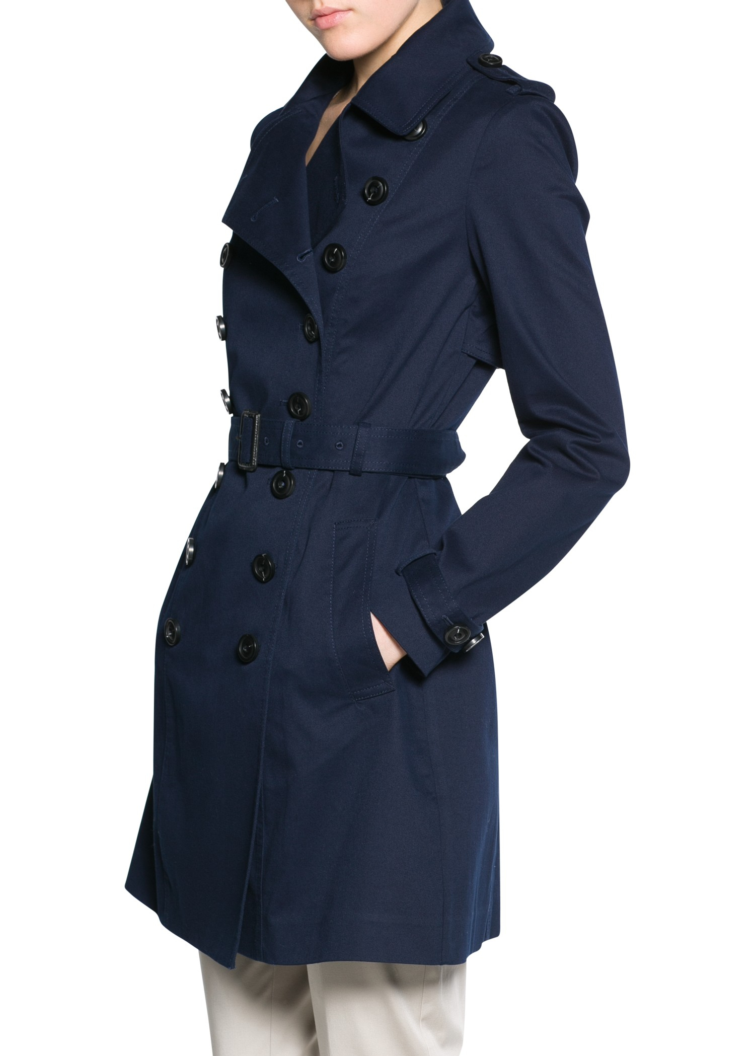 Mango Classic Cotton Trench Coat in Navy (Blue) - Lyst