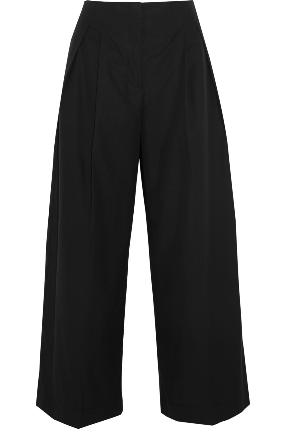 Jil Sander Women's Black Cropped Cotton-Poplin Wide-Leg Pants