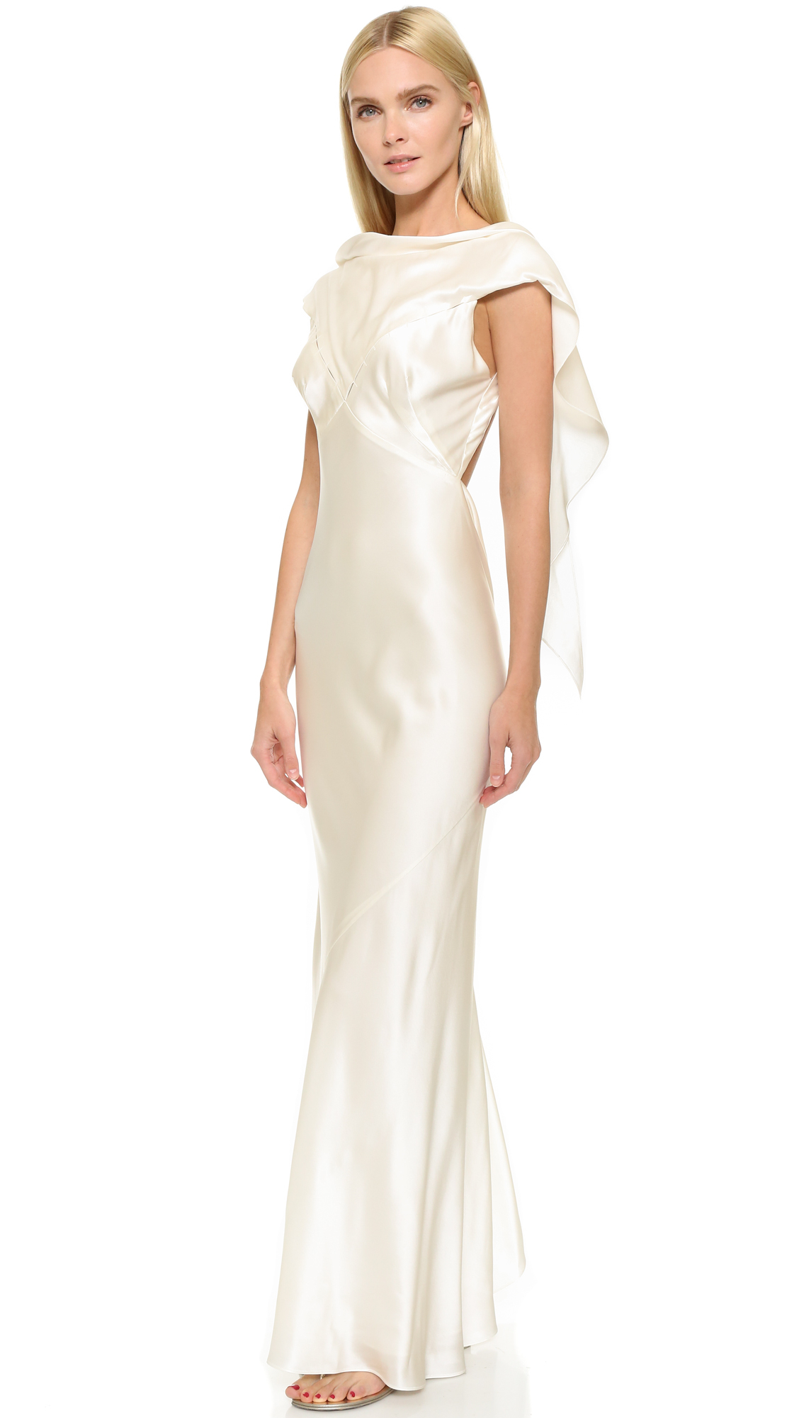 Zac Posen Silk Gown in White | Lyst