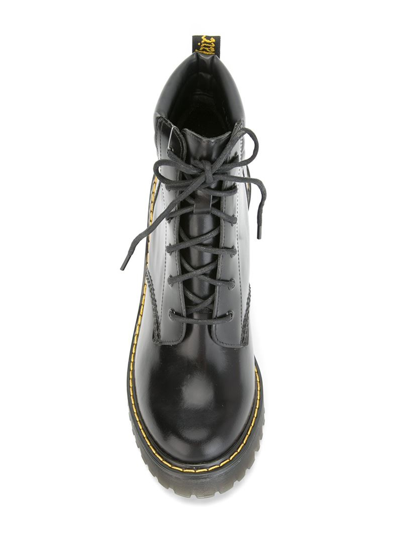 Dr. martens ChunkyHeel LaceUp Leather Boots in Black Lyst