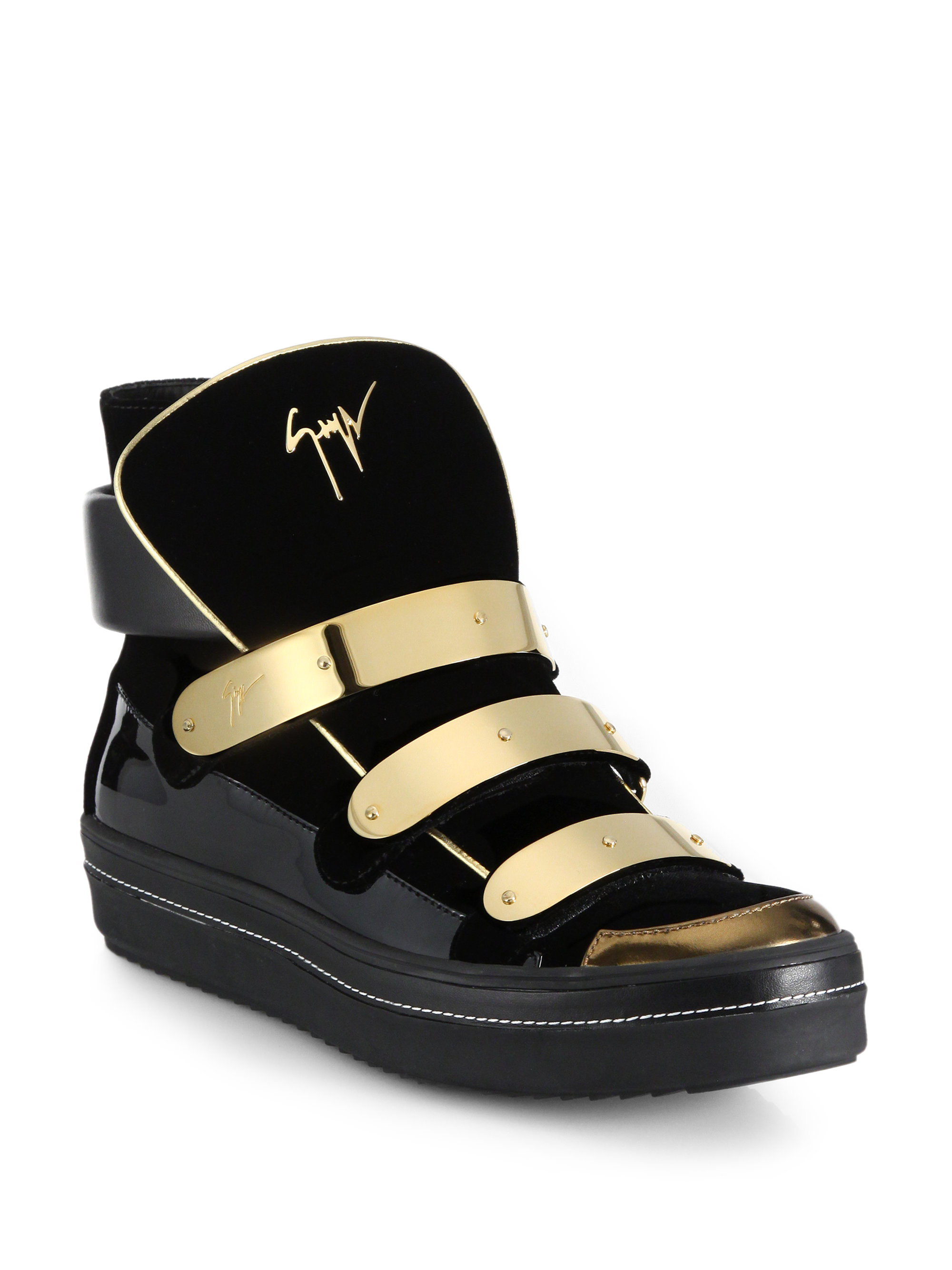 black and gold giuseppe sneakers