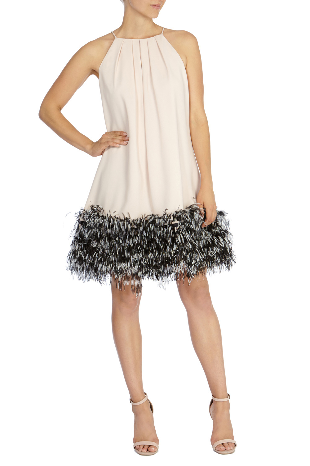 coast feather trim dress