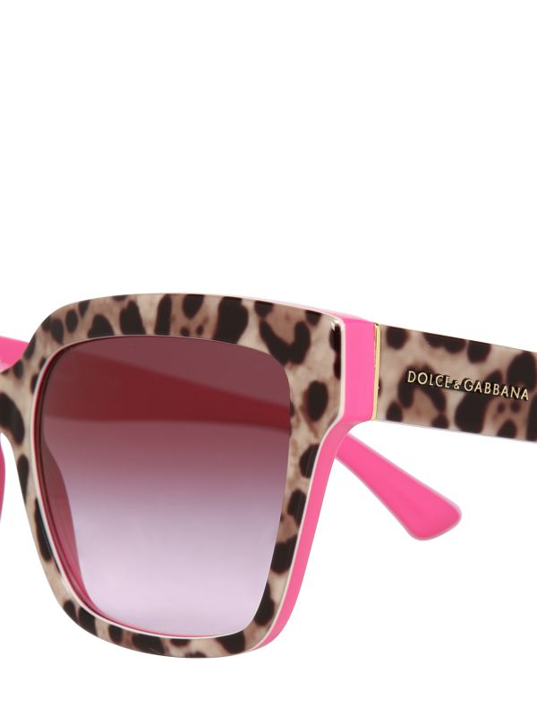 Dolce & Gabbana Squared Leopard Printed Sunglasses in Fuchsia 