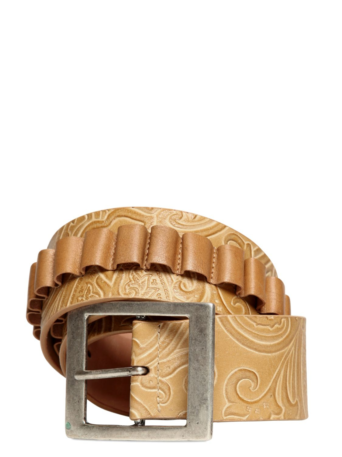 Etro Lasered Paisley Bullet Leather Belt in Sand (Natural) for Men - Lyst