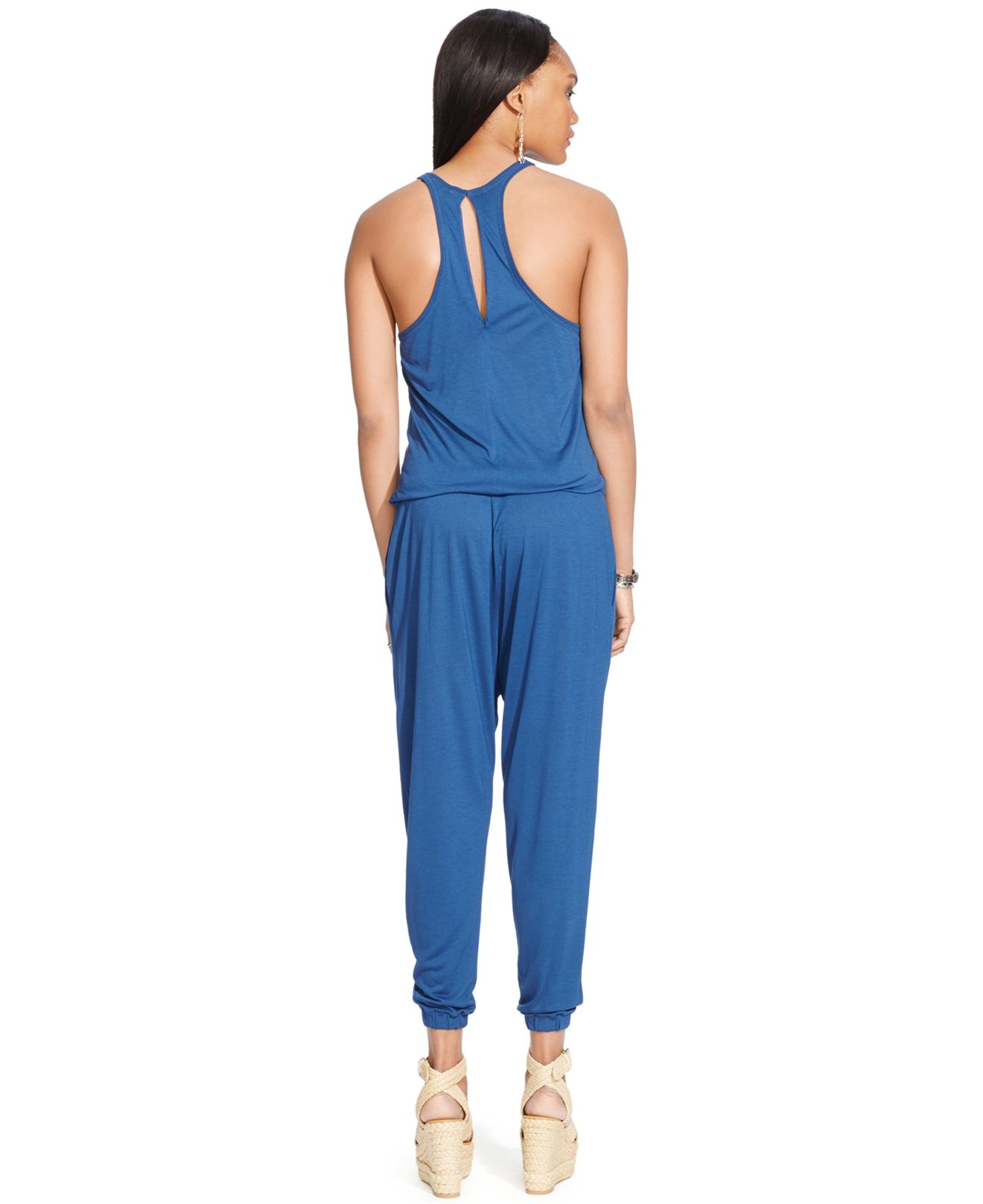 Drawstring Sleeveless Polo Blue Lauren Ralph Jumpsuit v0mN8nw