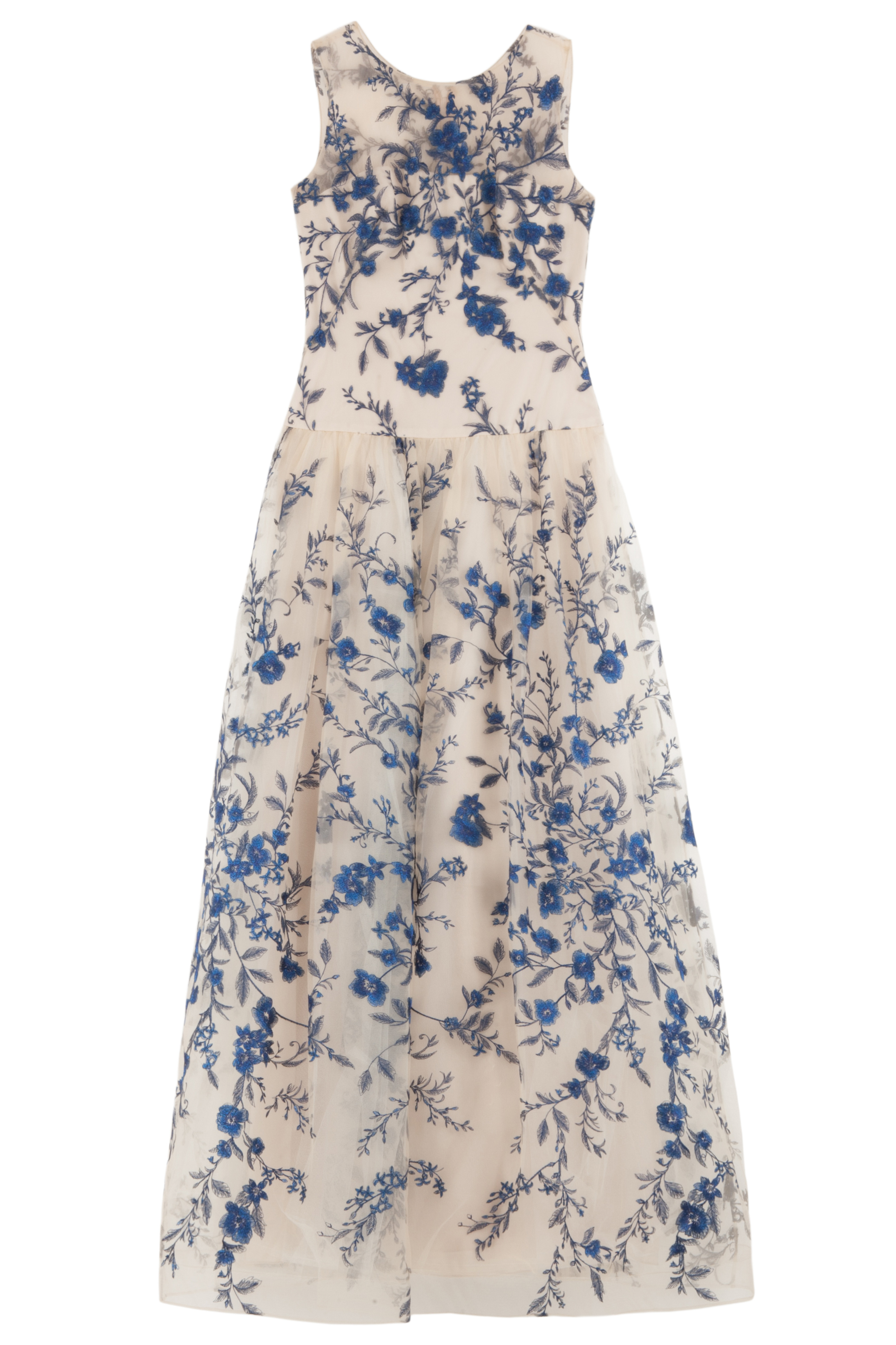 Marchesa Notte Blue Floral Embroidered Gown Lyst