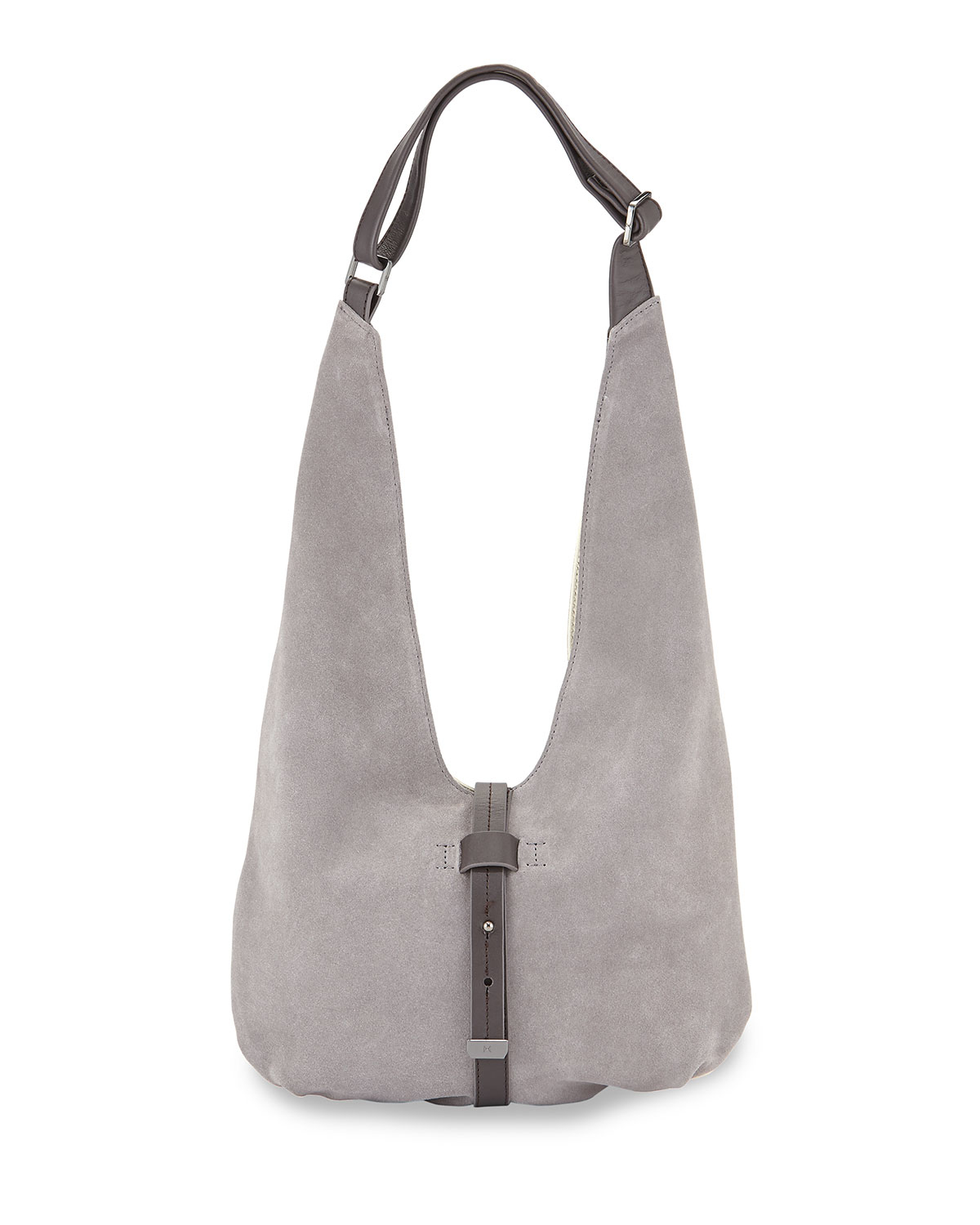 Halston Front-closure Suede Hobo Bag in Gray | Lyst