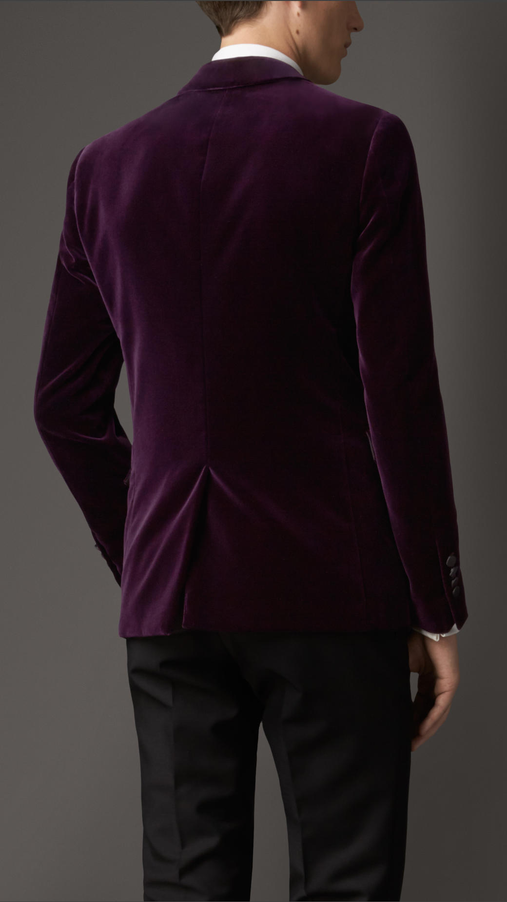 Burberry Slim Fit Velvet Jacket in Purple for Men | Lyst