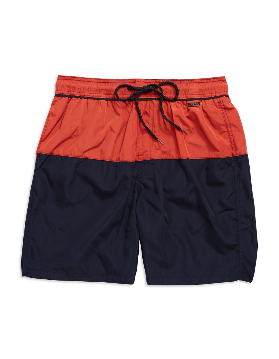Calvin Klein Colorblocked Swim Trunks in Red for Men (Raw Red) | Lyst