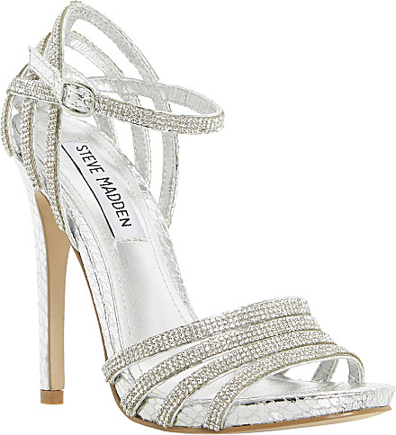 silver diamante high heel sandals