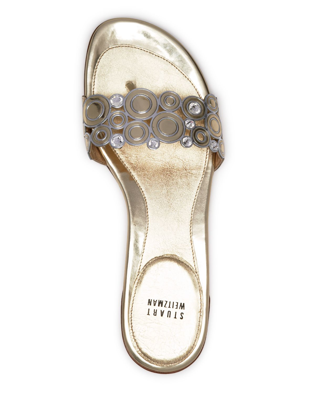 Stuart Weitzman Flat Slide Sandals - Moonring in Pale Gold (Metallic ...