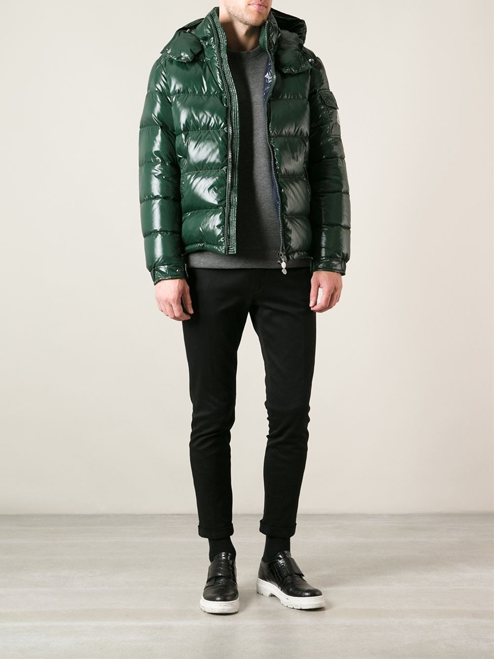 Moncler Maya Lacquered Jacket in Green for Men | Lyst