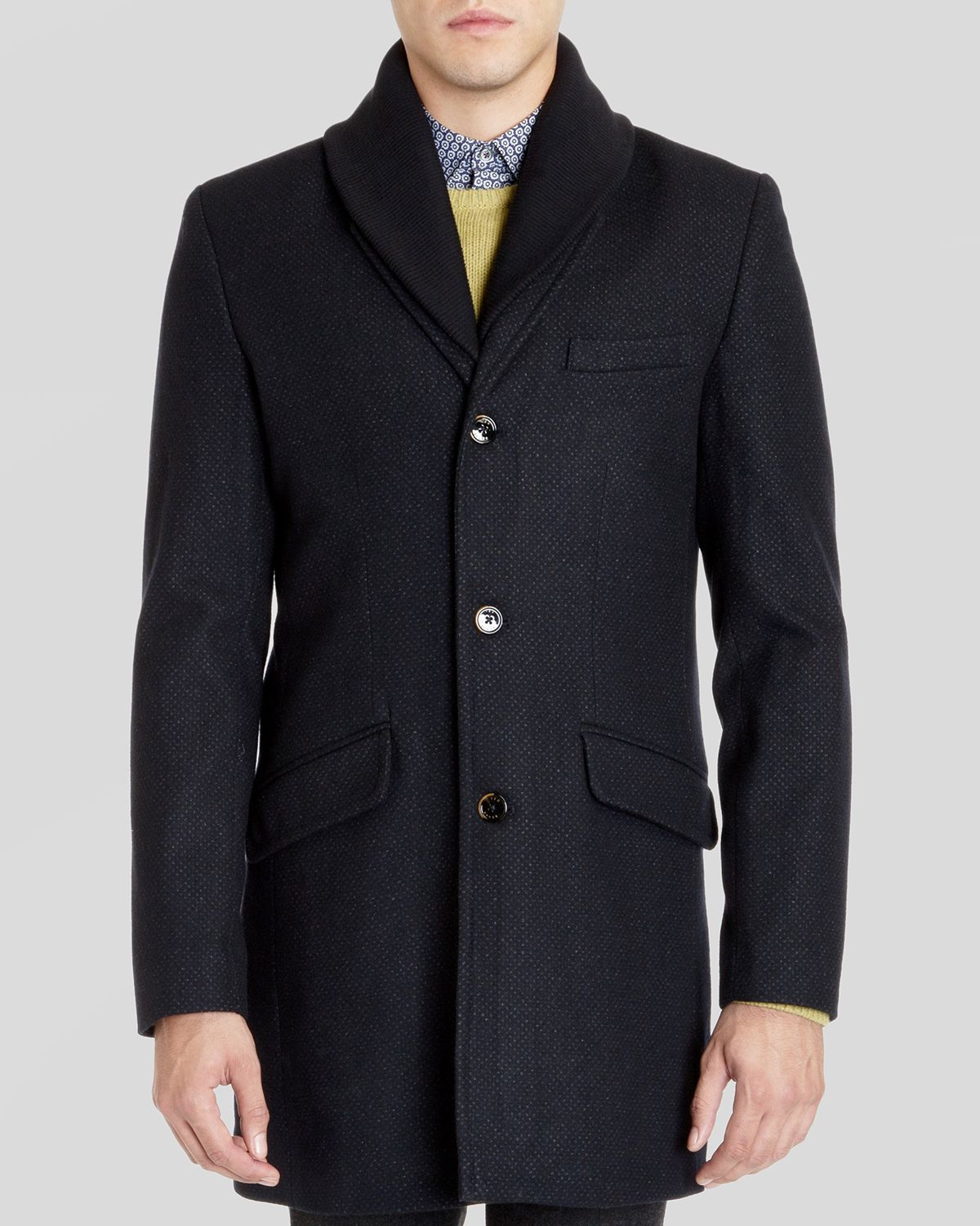 Ted Baker Balon Wool Coat in Charcoal (Gray) for Men - Lyst