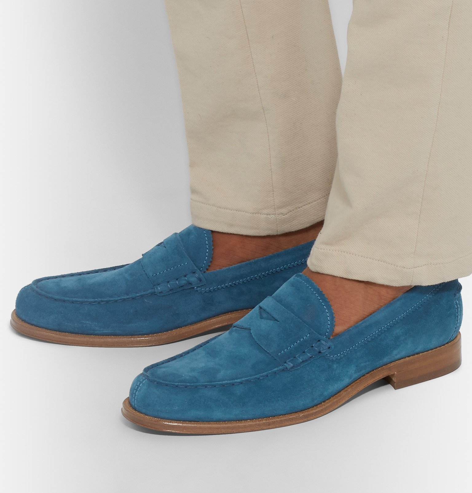 Tod's Suede Penny Loafers in Blue for Men - Lyst