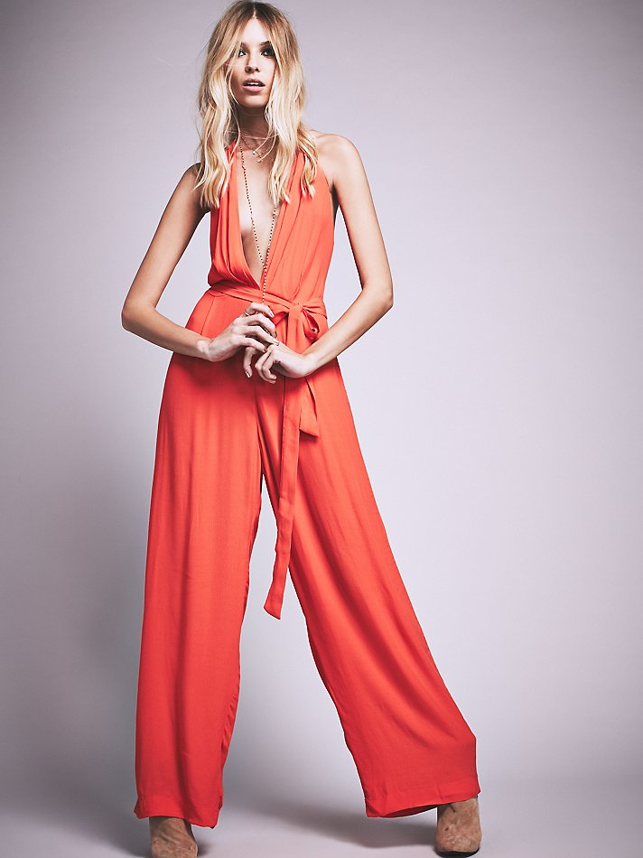 free people orange jumpsuit