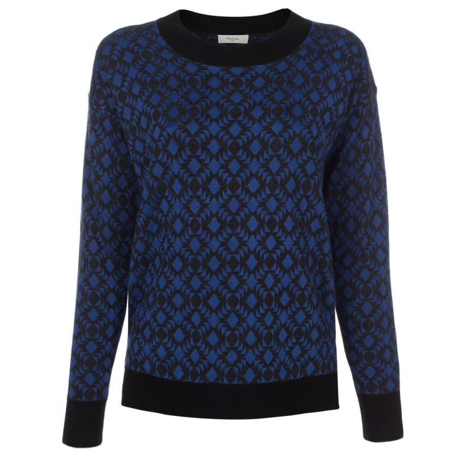 Paul smith Blue Mini Tubular Jacquard Pattern Sweater in Blue | Lyst