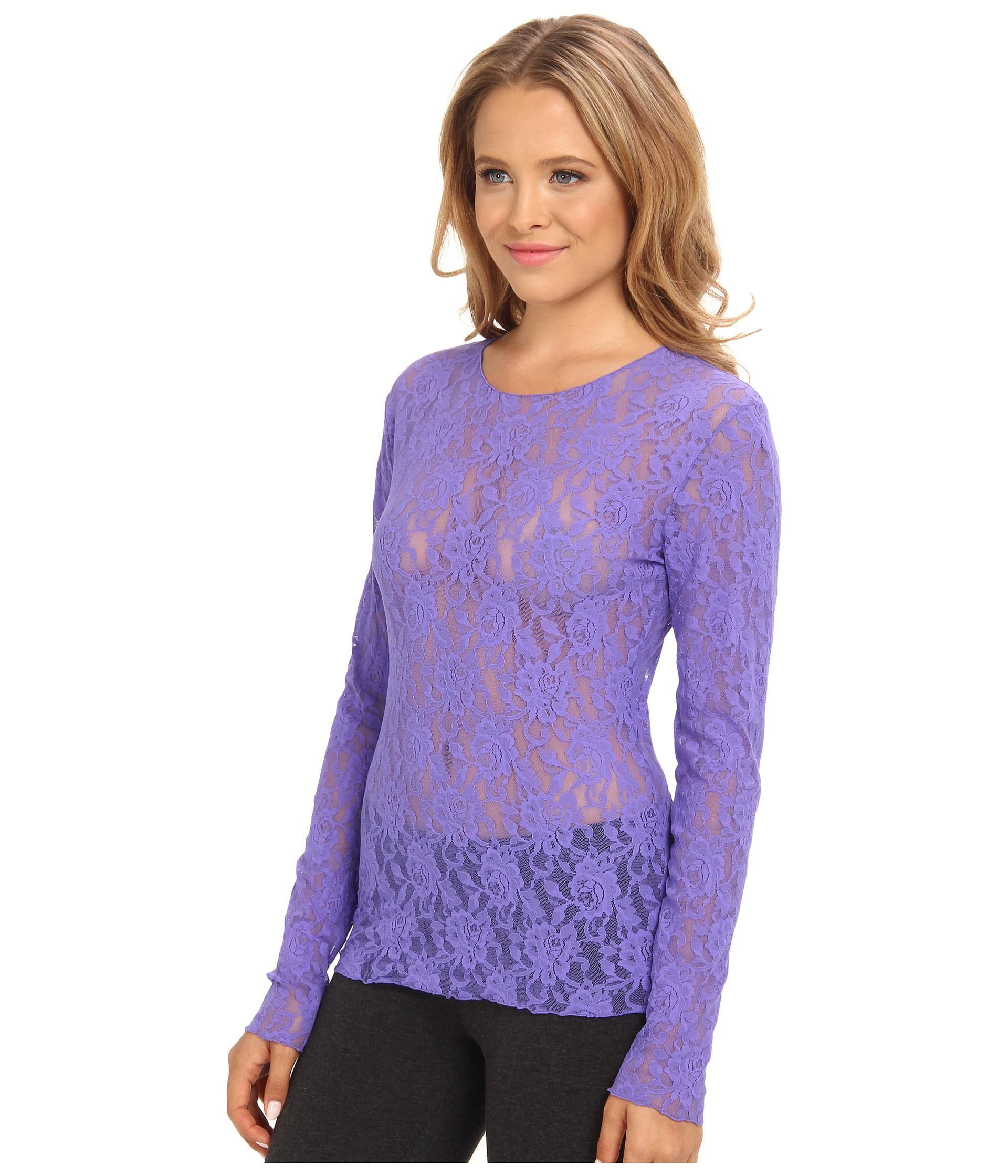 Hanky panky Signature Lace Unlined Long Sleeve Top in Purple (African