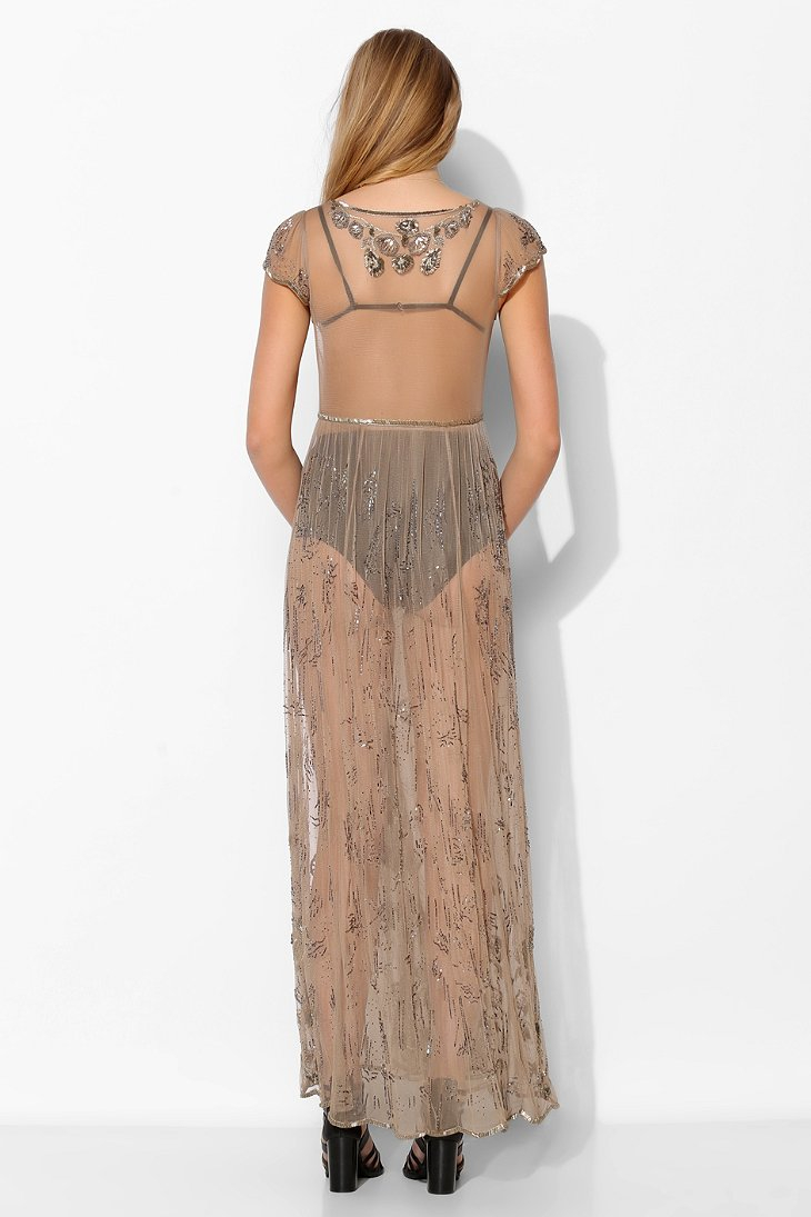 Kimchi Blue Tarnished Beaded Mesh Maxi 