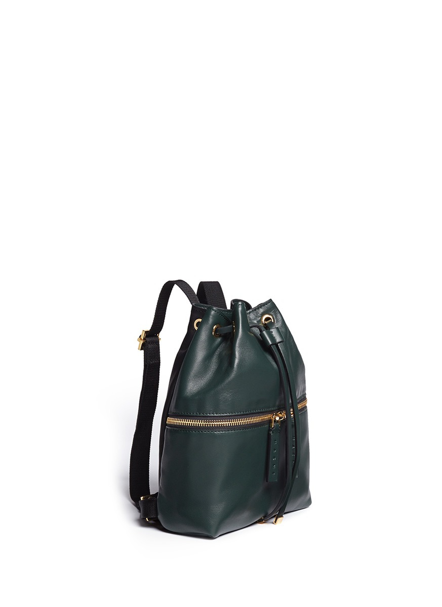 mini leather drawstring backpack