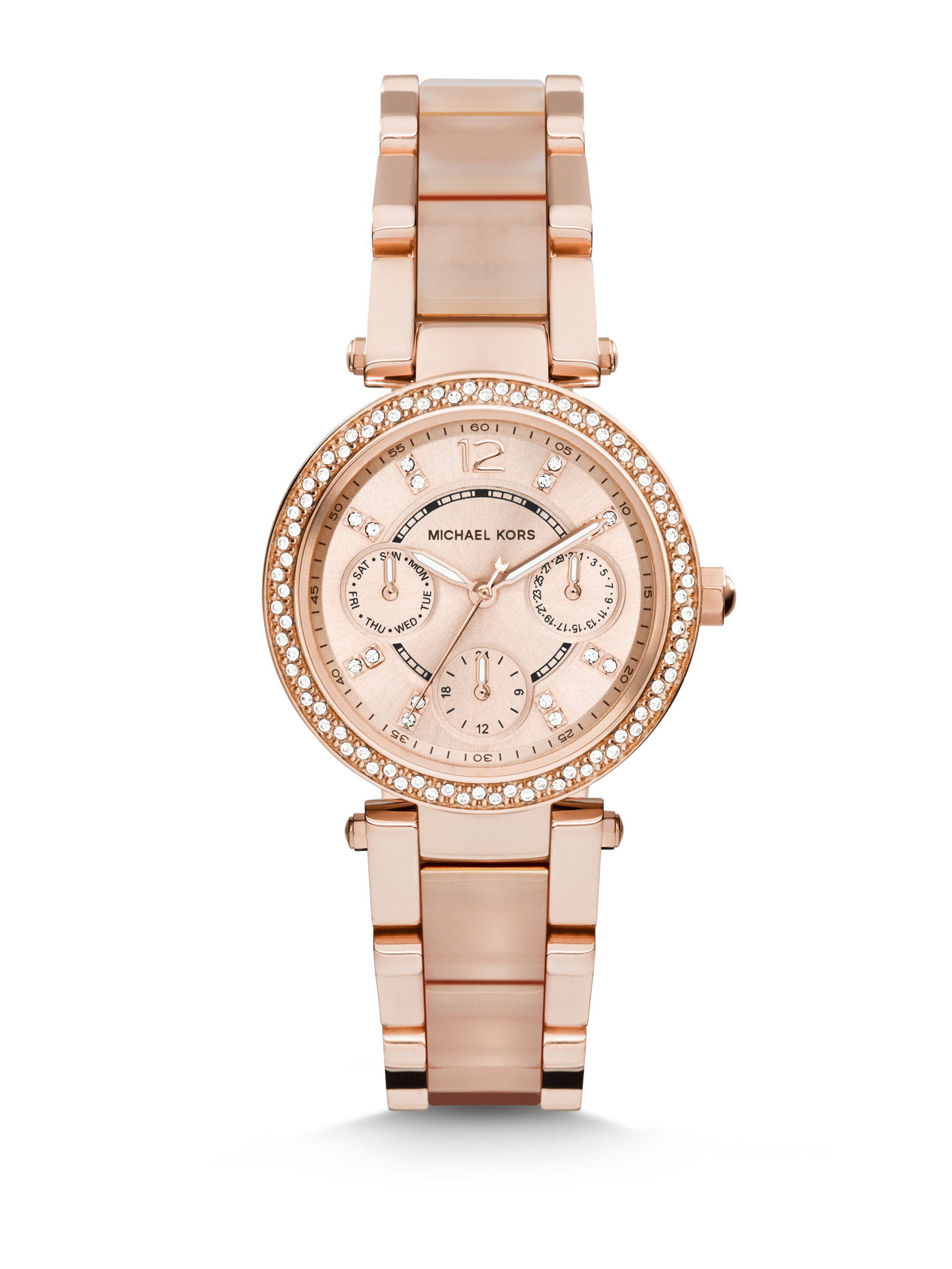 Michael kors Mini Parker Pave Rose Goldtone Stainless ...