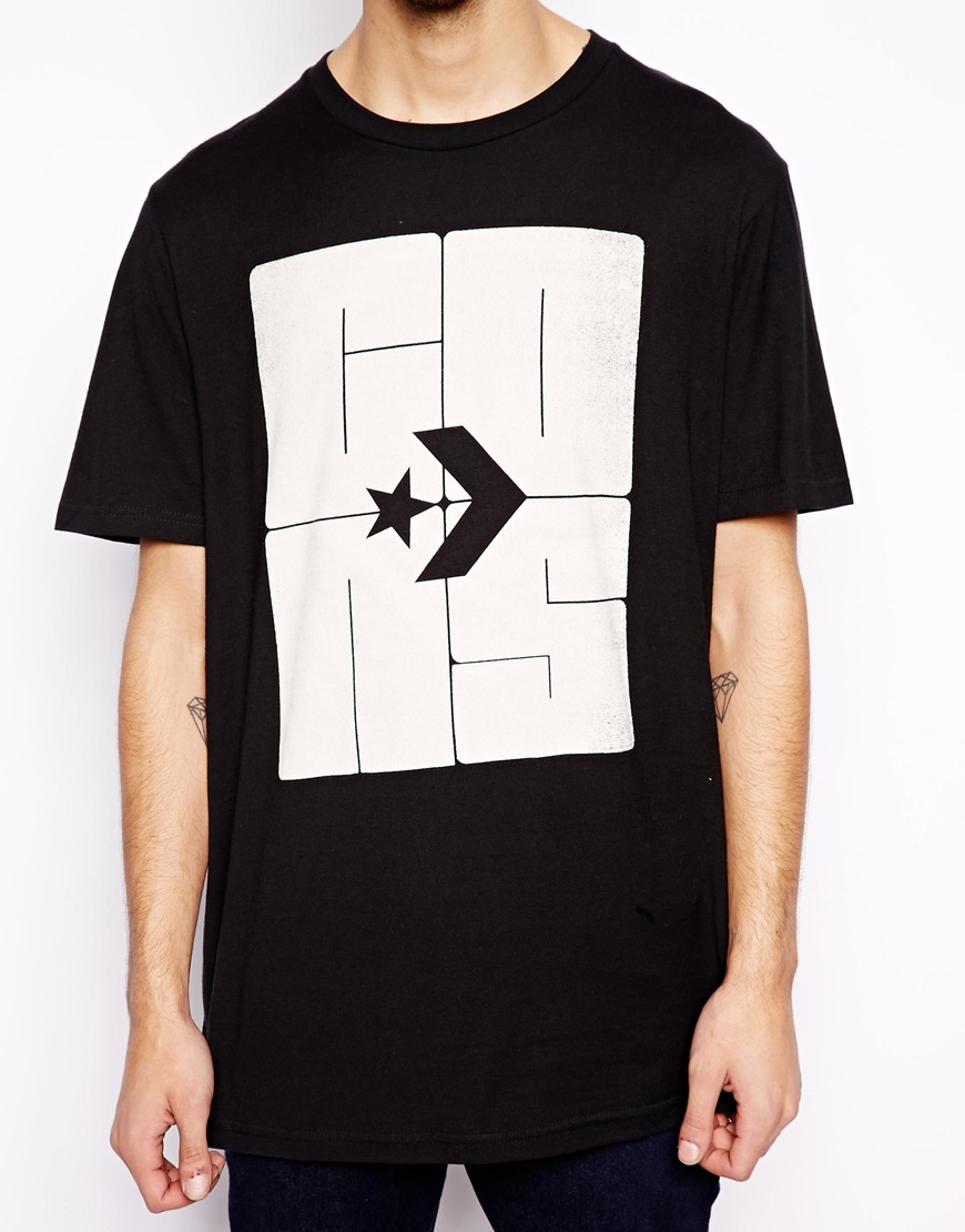 Converse Cons T Shirt With Square Logo In Black For Men Lyst