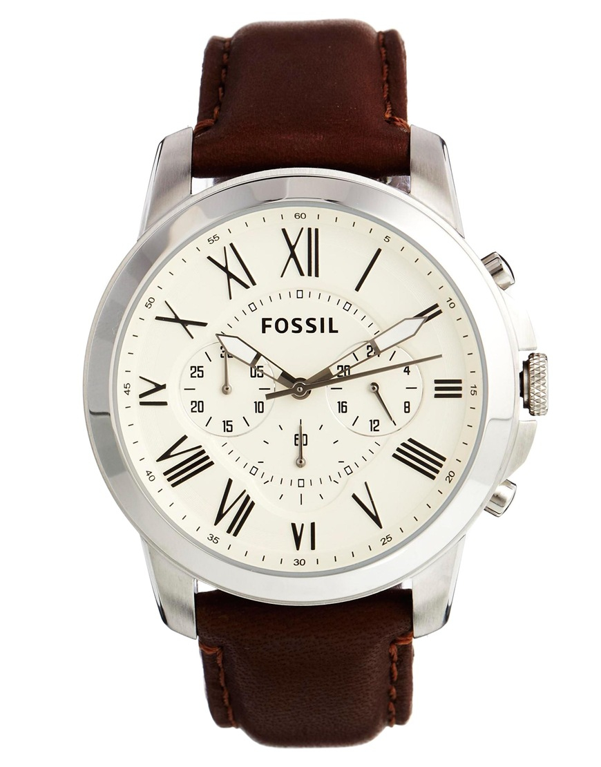 fossil grant chronograph leather watch