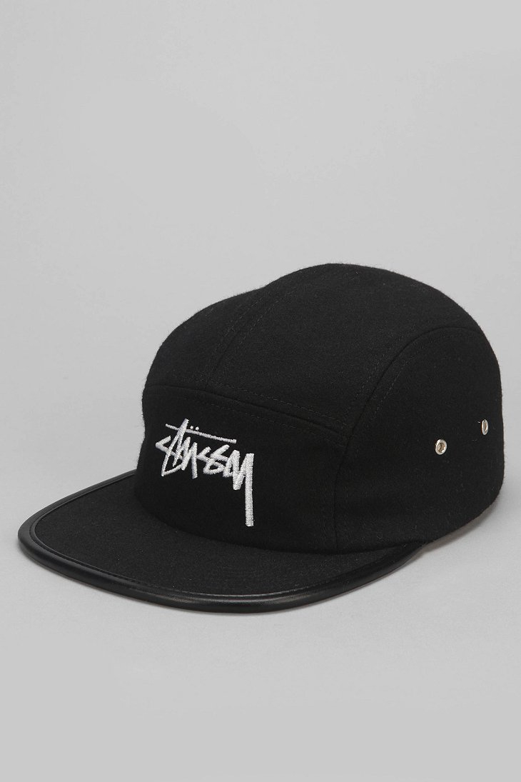 stussy melton wool 5 panel hat in black for lyst stussy melton wool 5 panel hat in black for lyst