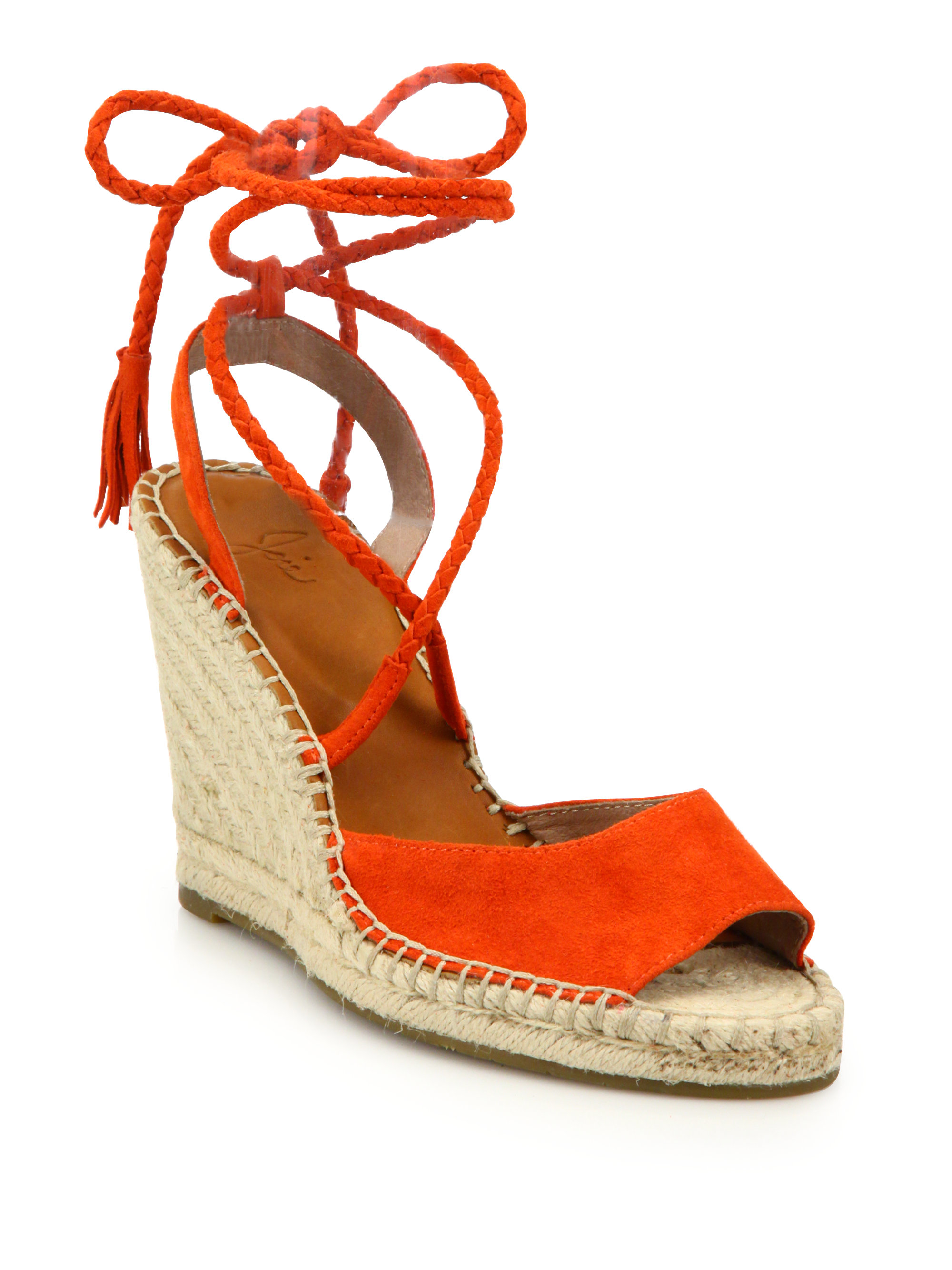 orange espadrille wedge sandal