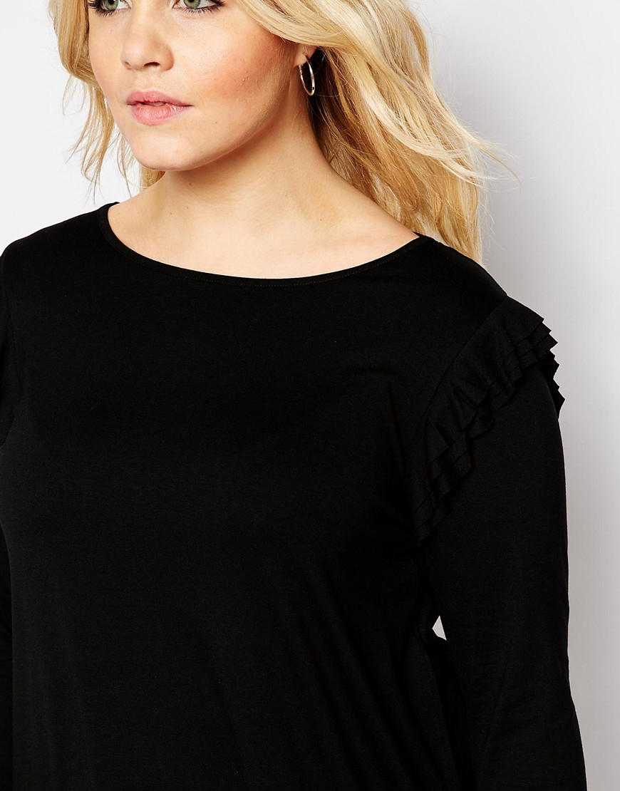 ruffle shoulder long sleeve top