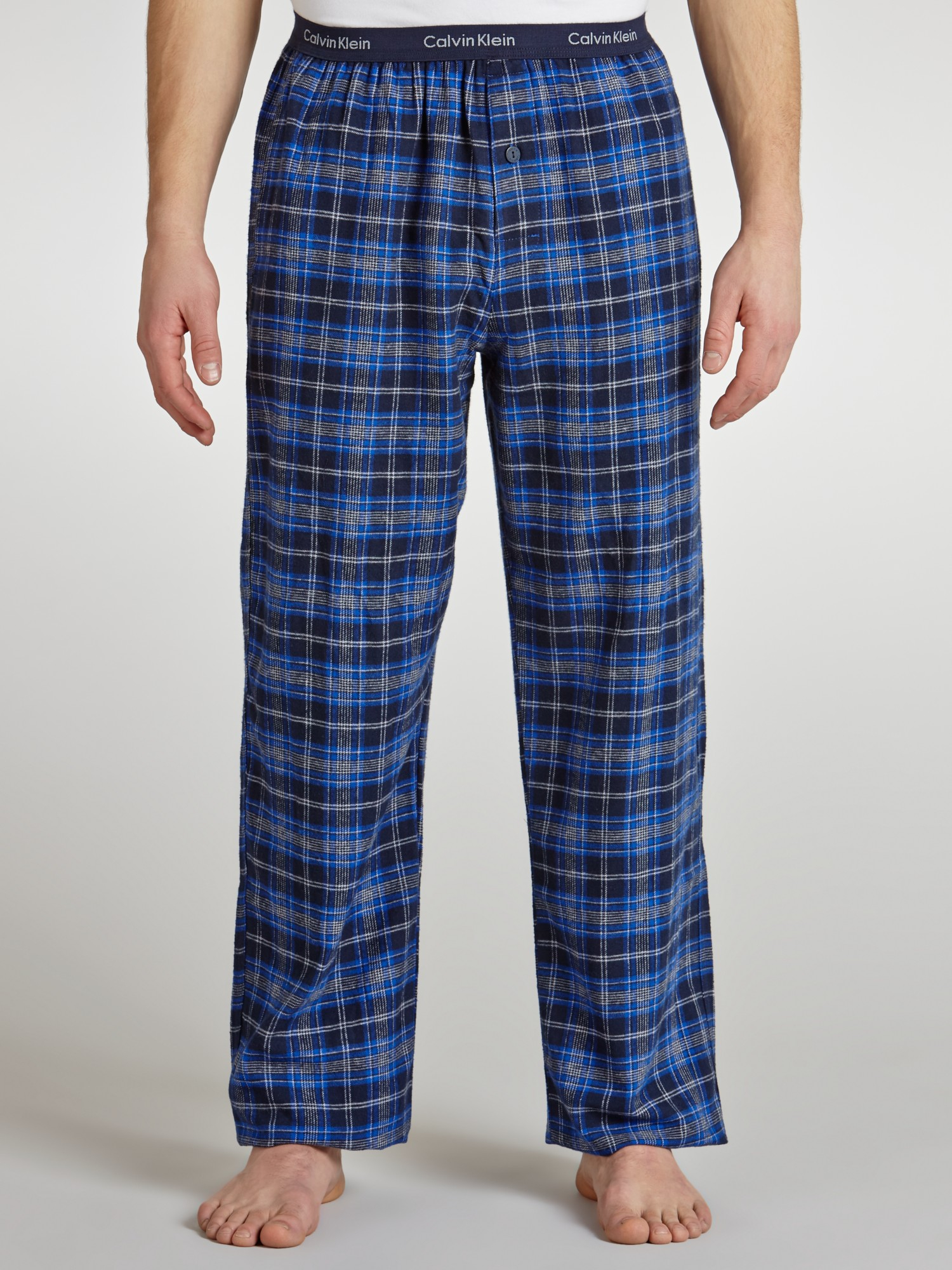 Calvin Klein Flannel Check Pyjama Bottoms in Blue for Men | Lyst UK