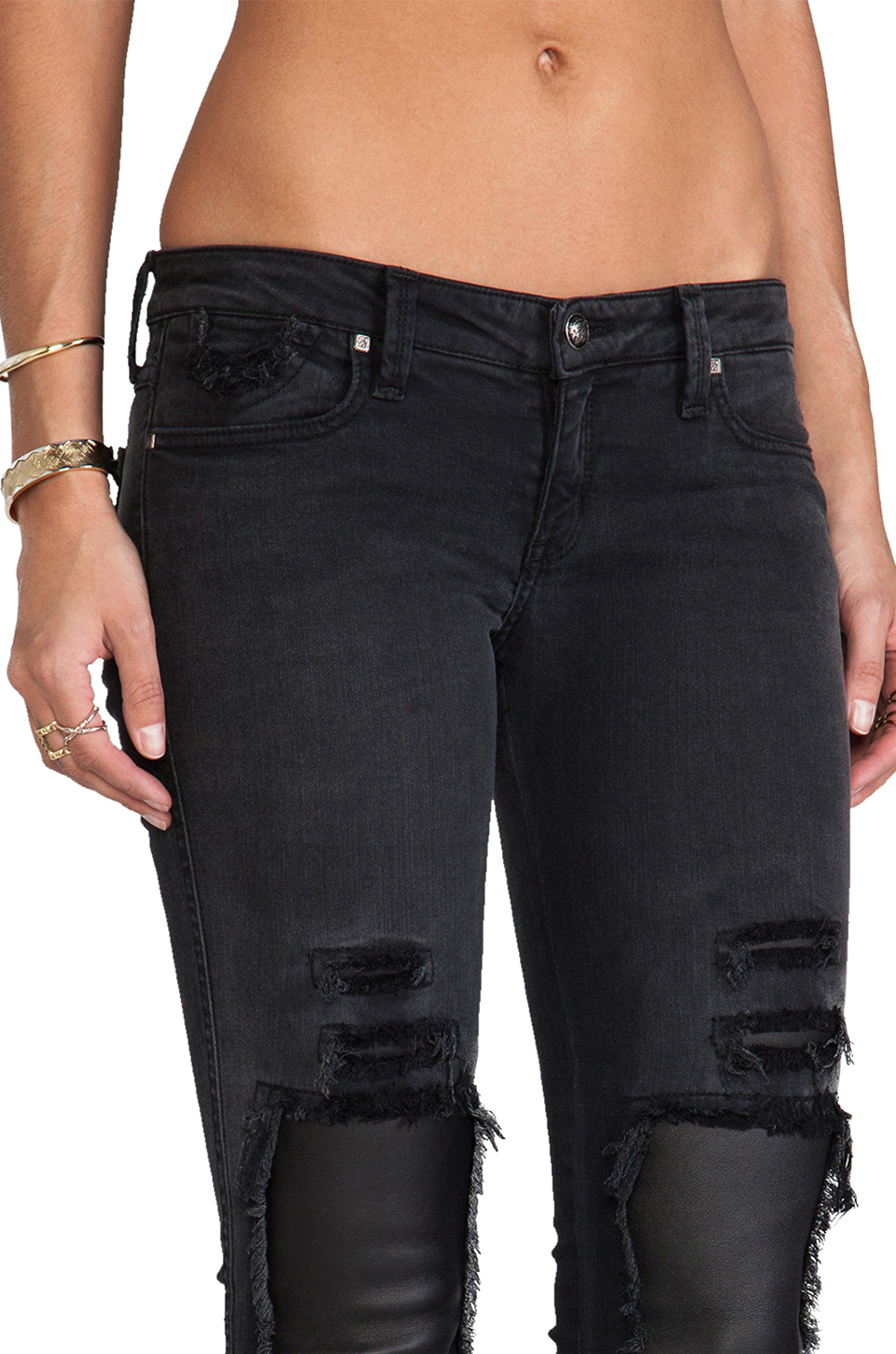 womens jeans with leather patches