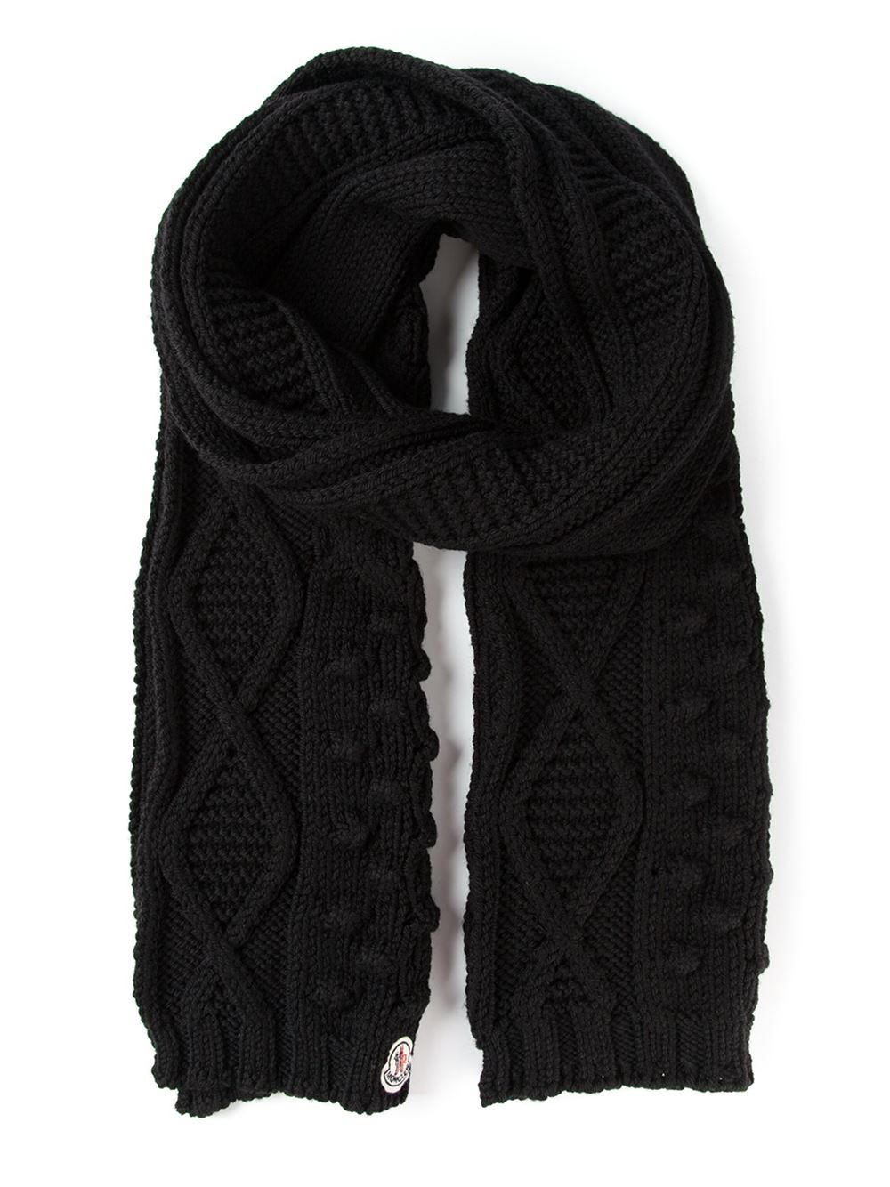 Moncler Cable Knit Scarf in Black Lyst