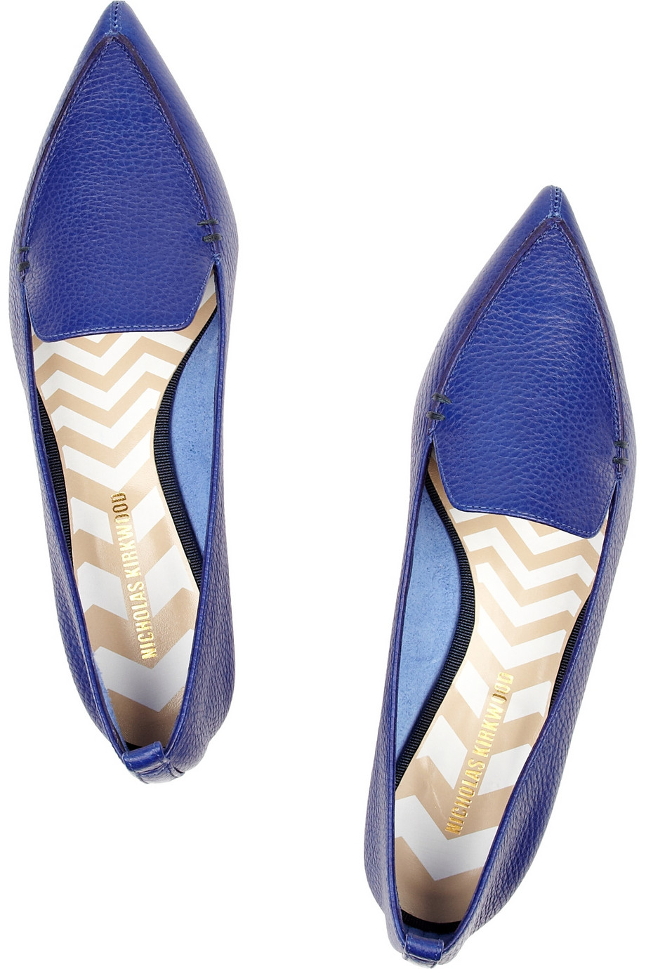 blue leather flats
