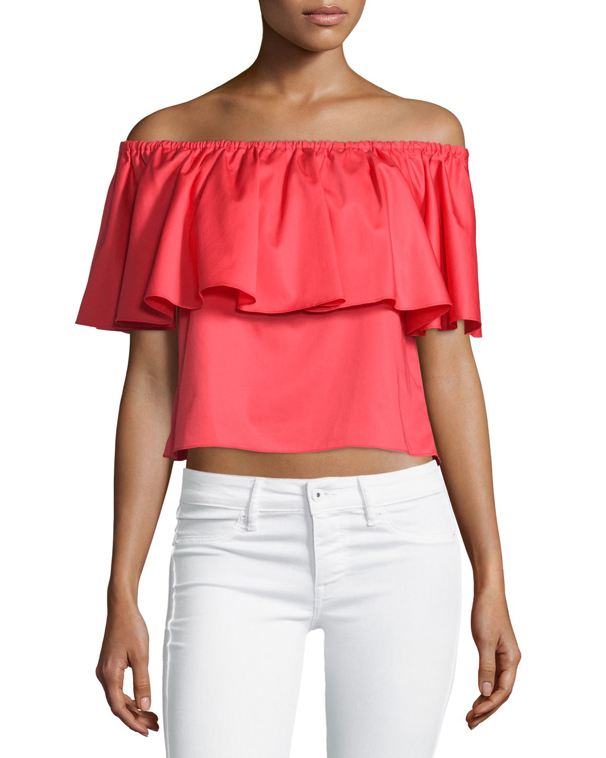 Lyst - Nicholas Off-the-shoulder Ruffle Top in Pink