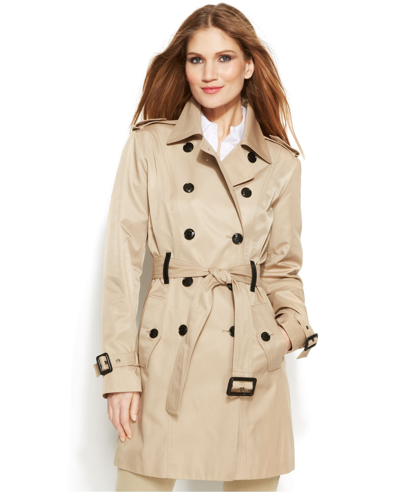 Michael Michael Kors Missy Double Breasted Hooded Trench Coat Online Sale,  UP TO 62% OFF