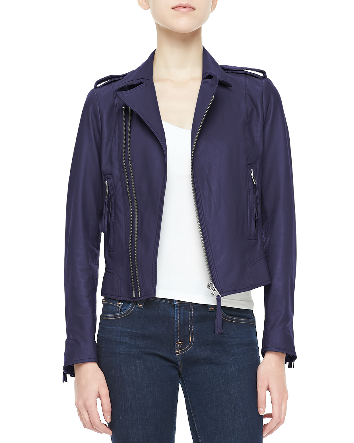 Lyst Joie Ailey Washed Leather Jacket In Purple Gallery