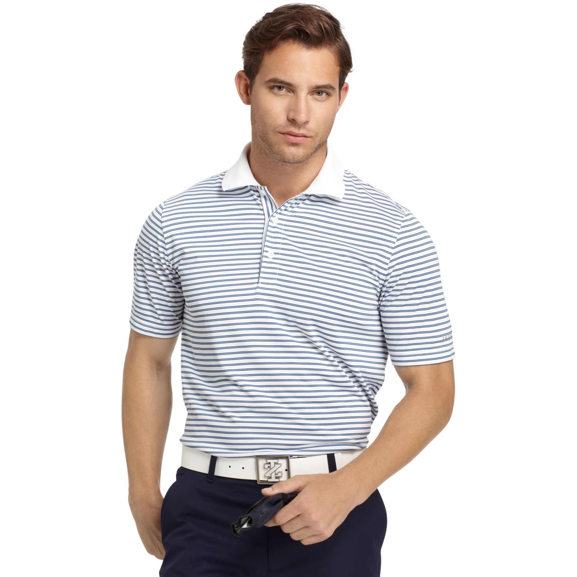 Izod Feeder Striped Performance Golf Polo in White for Men (Bright ...