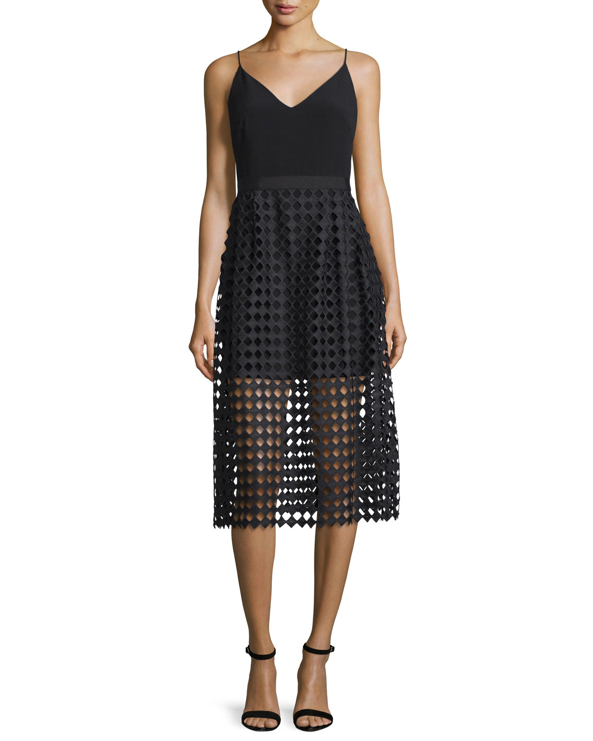 black dress with net overlay