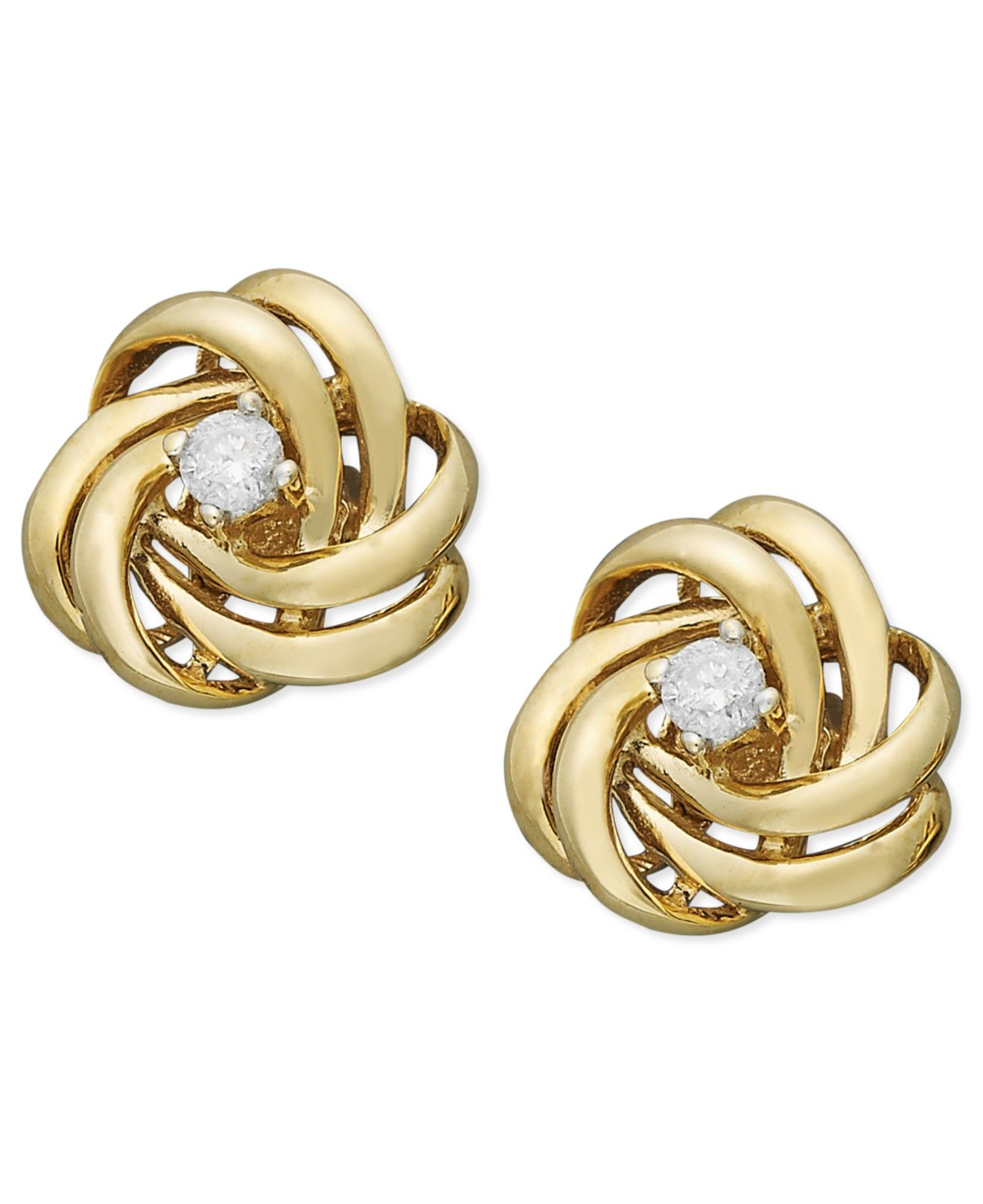 Wrapped in Love 14k Gold Diamond Knot Earrings (1/10 Ct. T.w.) in ...