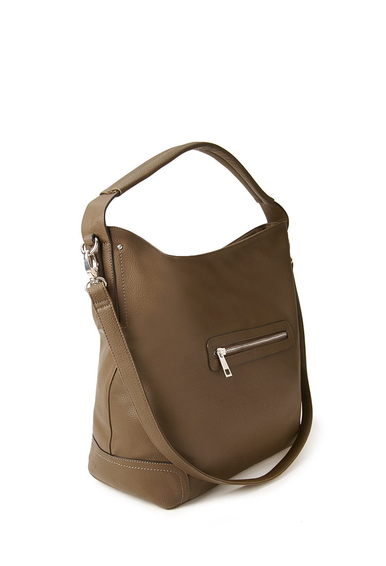 Lyst - Forever 21 Pebbled Faux Leather Shoulder Bag in Brown