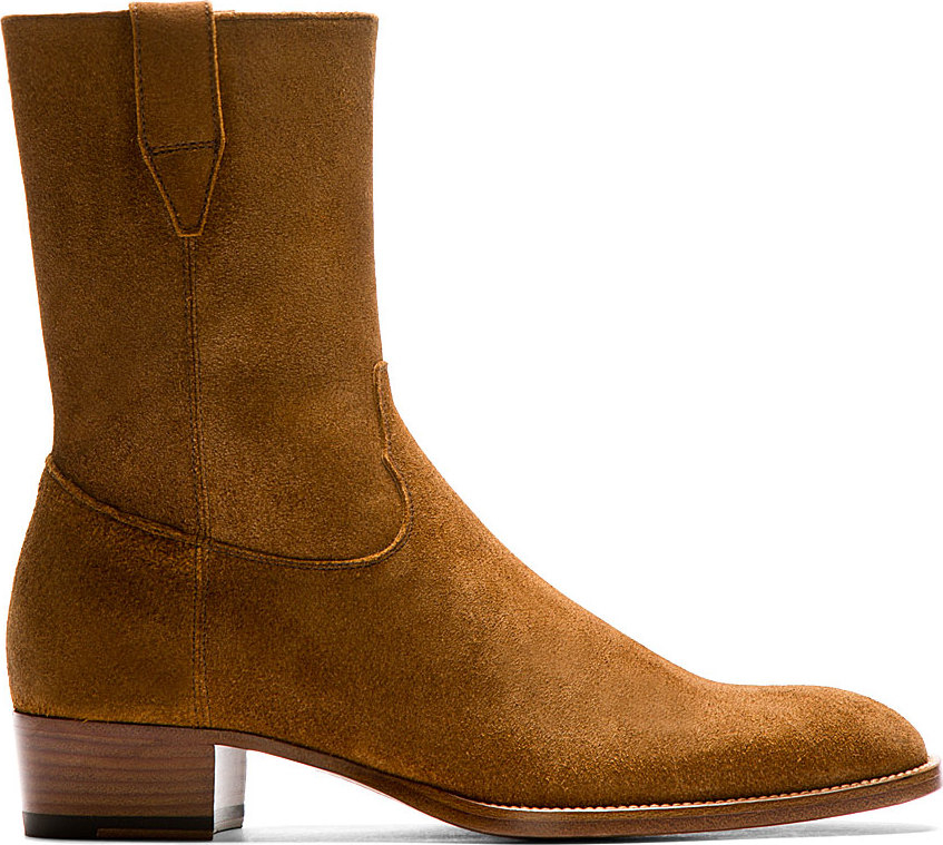 Saint Laurent Brown Suede Wyatt Cowboy Boots for Men Lyst