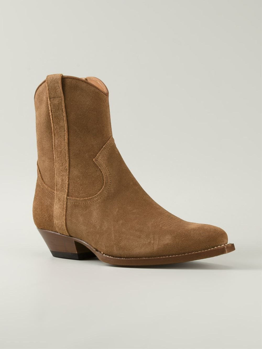 Saint Laurent 'Santiag' Western Boots in Brown for Men | Lyst