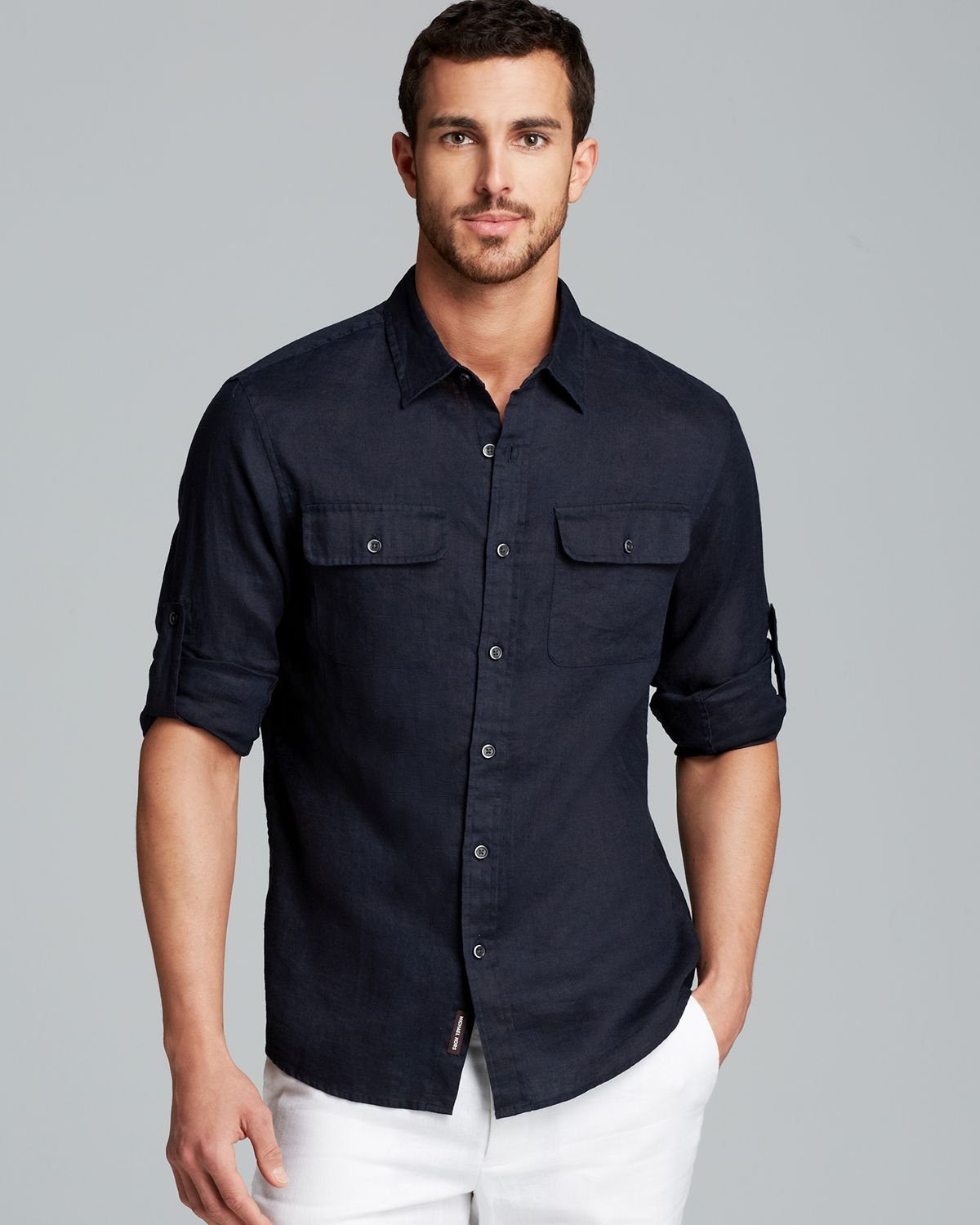 Michael kors Linen Double Pocket Sport Shirt Slim Fit in Blue for Men ...