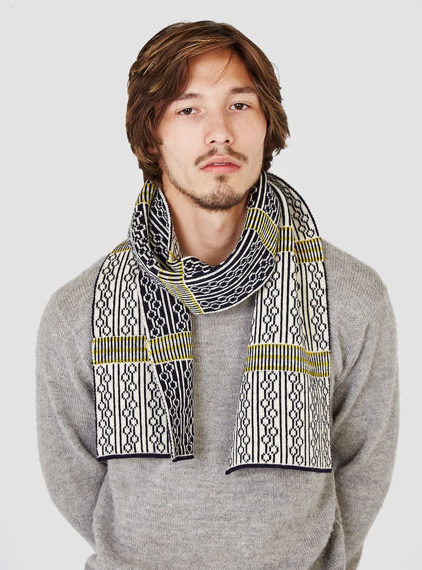 North Sea Clothing Admiral Scarf Navy Ecru & Yellow in ...